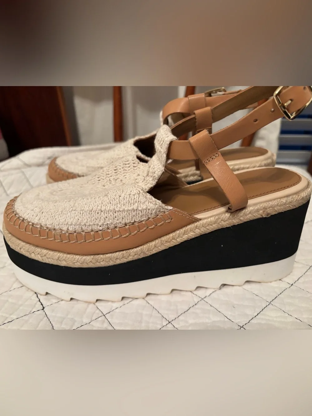 Free People Women's Morning in Mykonos platform espadrille wedges 7.5